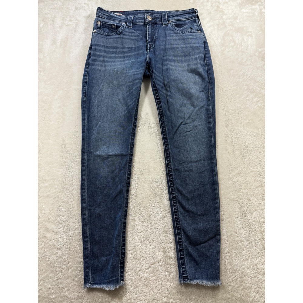 True Religion Womens Jennie Curvy Mid Rise Skinny Blue Jeans 29 Meas: 29x28
